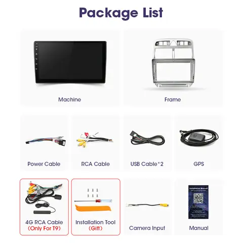 JMCQ 9" Android 12 2DIN 4G NET+WiFi DSP Car Radio Multimedia Video Player For Peugeot 307 2002-2013 Navigation GPS 2 din Carplay 10 best sales peugeot 307 display screen - №5