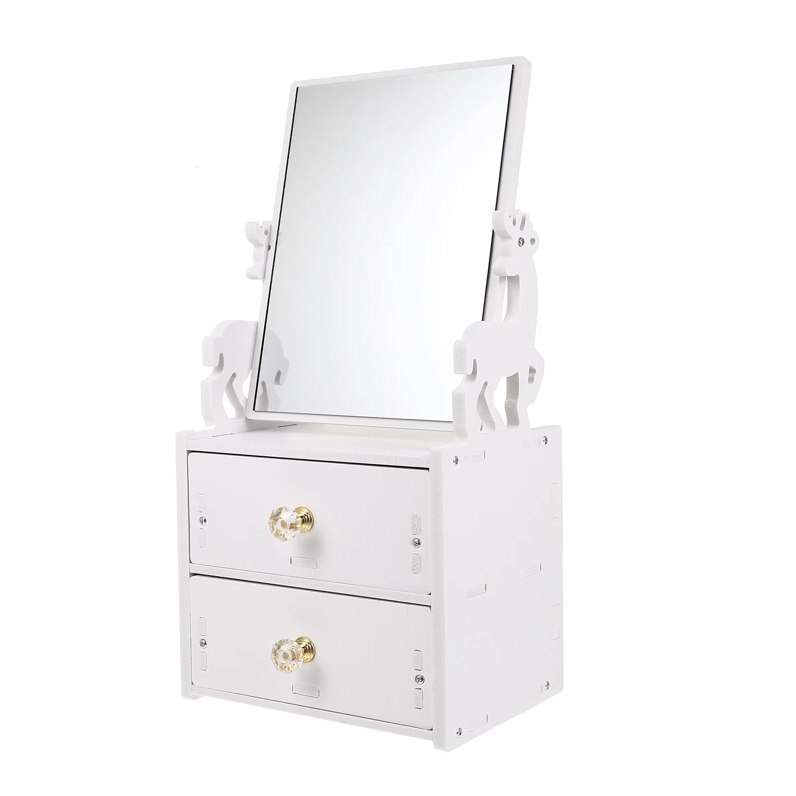 ミラー付きメイクボックス 大容量収納ケース 頑丈なデザイン ドレッシングテーブル用の絶妙な職人技