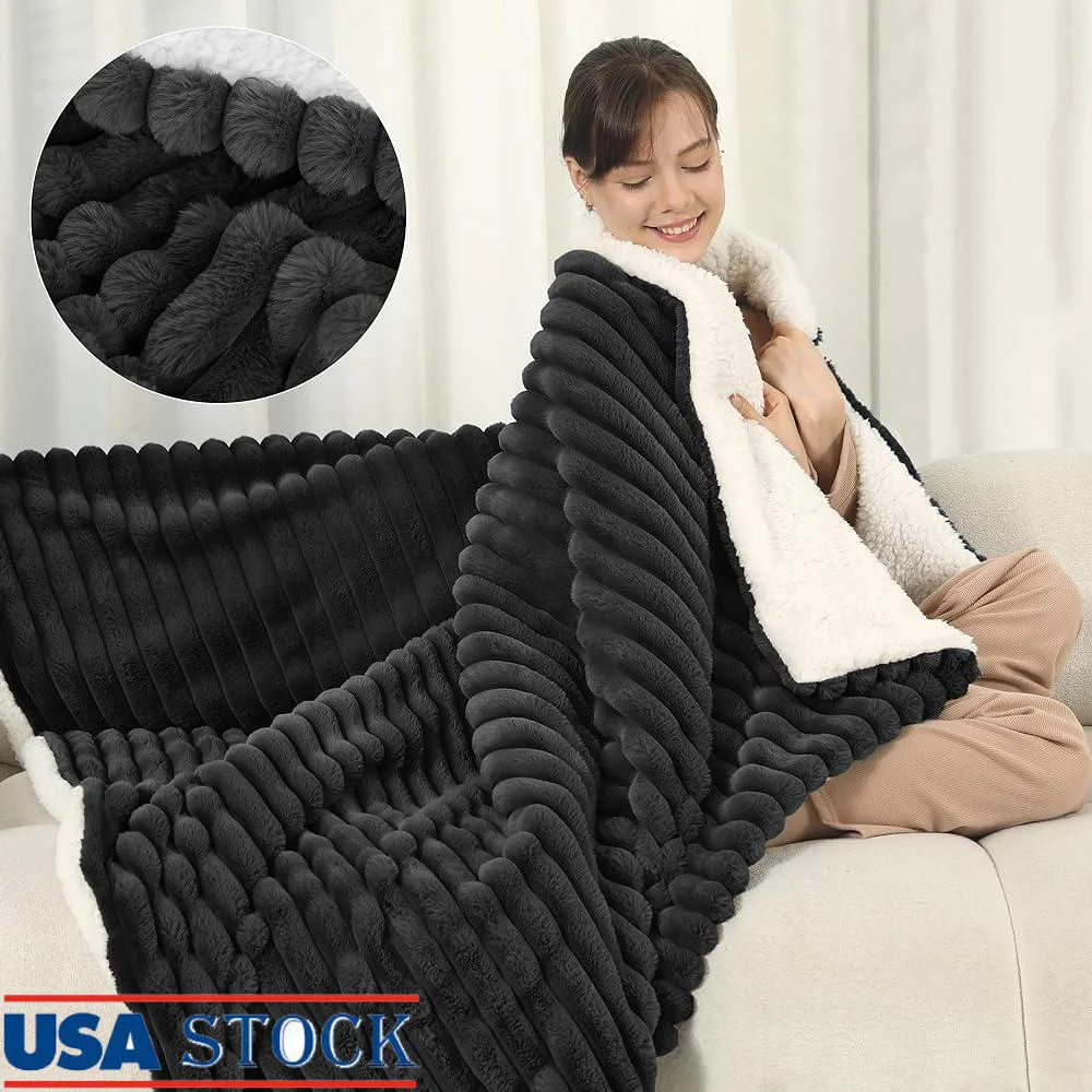 

Electric Heated Throw Blanket Faux Fur Sherpa 5 Heating Levels Fast Heating Auto Shut Off Soft Cozy Durable Skin Friendly