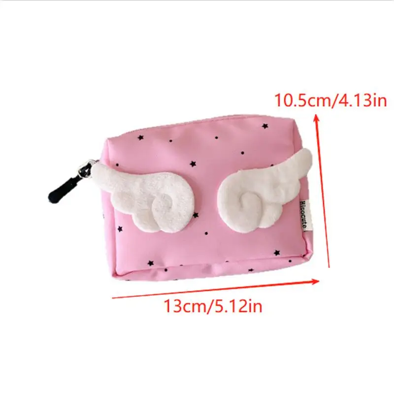 กระเป๋าเครื่องสำอางผู้หญิงลายปีกนางฟ้าหวานๆ กระเป๋าใส่เหรียญ กระเป๋าใส่หูฟัง ความจุเยอะ กระเป๋าเดินทางใส่ของชิ้นเล็กๆ ของขวัญสำหรับสาวๆ