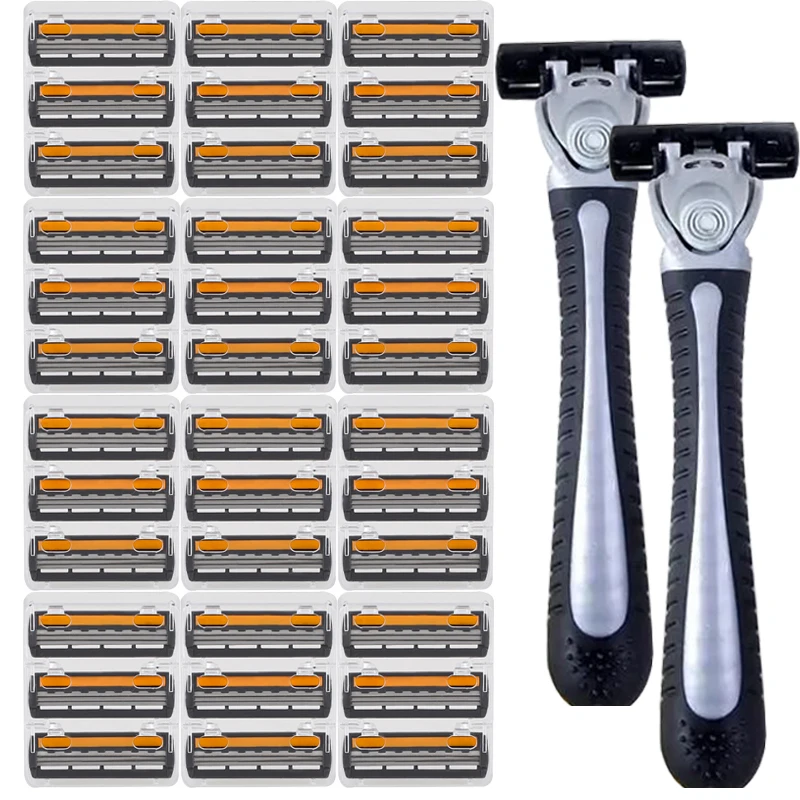 مقبض معدني مهنة يدوية العناية بالوجه اللحية 3-Layers شفرة سلامة الحلاقة والحلاقة الحلاقة قاعدة ماكينة حلاقة للرجل #1