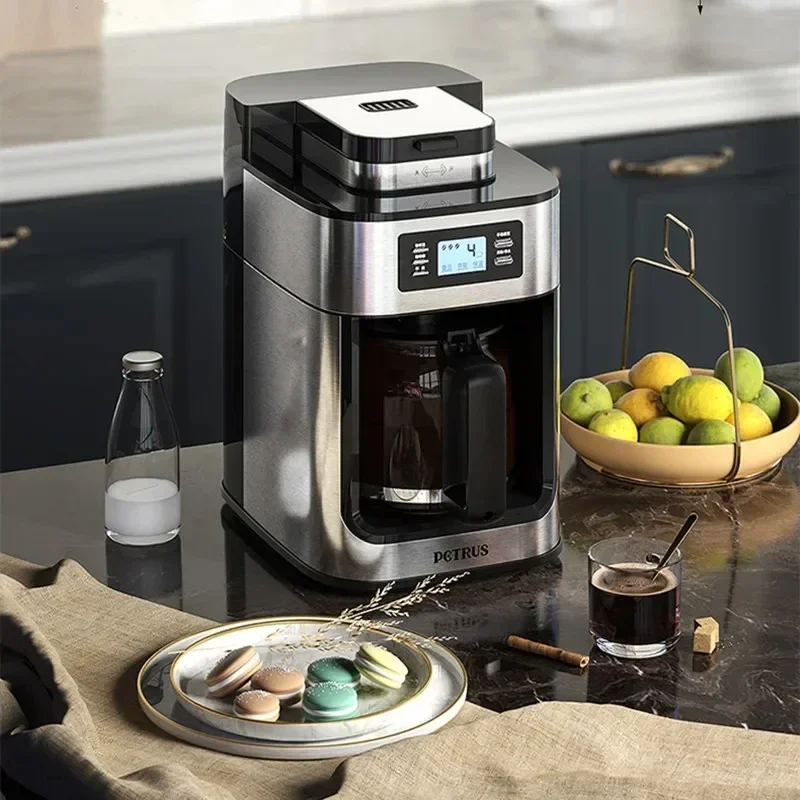 Petrus Coffee Machine Home Automatic Americano Coffee Machines Hourglass Beans Grinder Small Home Office Electric Coffee Maker