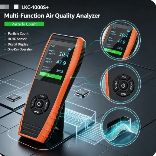 Temtop LKC-1000S+ Portable Air Quality Tester, Multi-Parameter Detector Measures HCHO, PM2.5, PM10, AQI and Particle Number