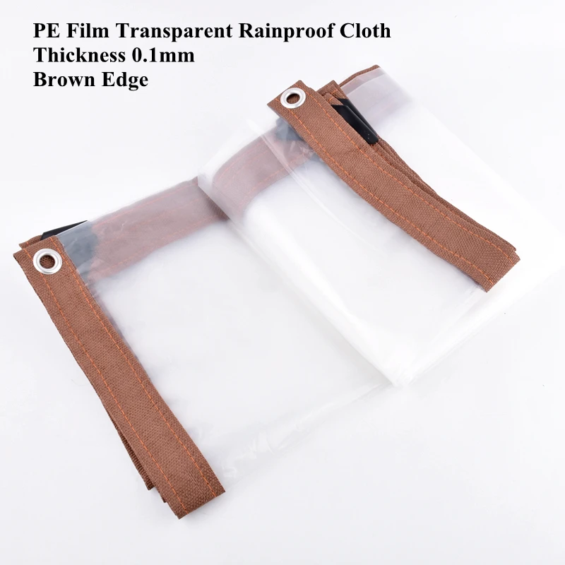 

0.1mm PE Film Transparent Rainproof Cloth Garden Greenhouse Plant Pet Dog House Keep Warm Waterproof Cloth Brown Edge Tarpaulin