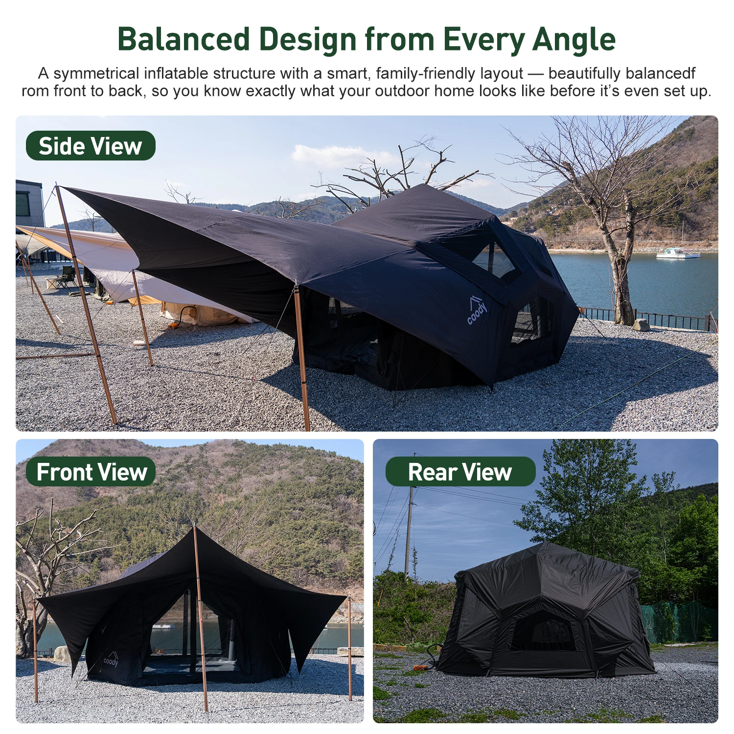Coody Bestona Air Tent Black Spacious Inflatable Shelter Luxury Outdoor Camping Tent For 3-8 People