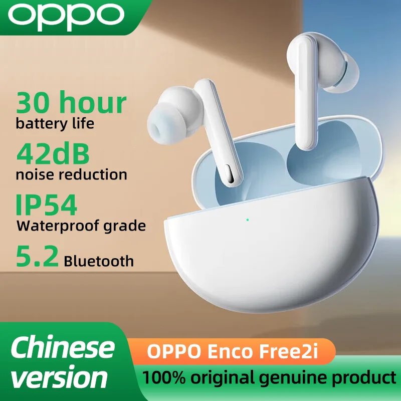 Oppo-Bluetooth付き2i TWSワイヤレスヘッドセット,ノイズキャンセリング,通話,42db,2i