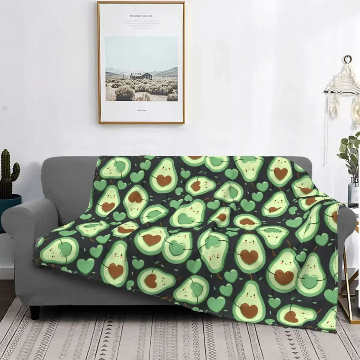 

Cute Avocado Fruit Blanket Flannel Print Breathable Super Soft Throw Blankets for Bedding Travel Quilt