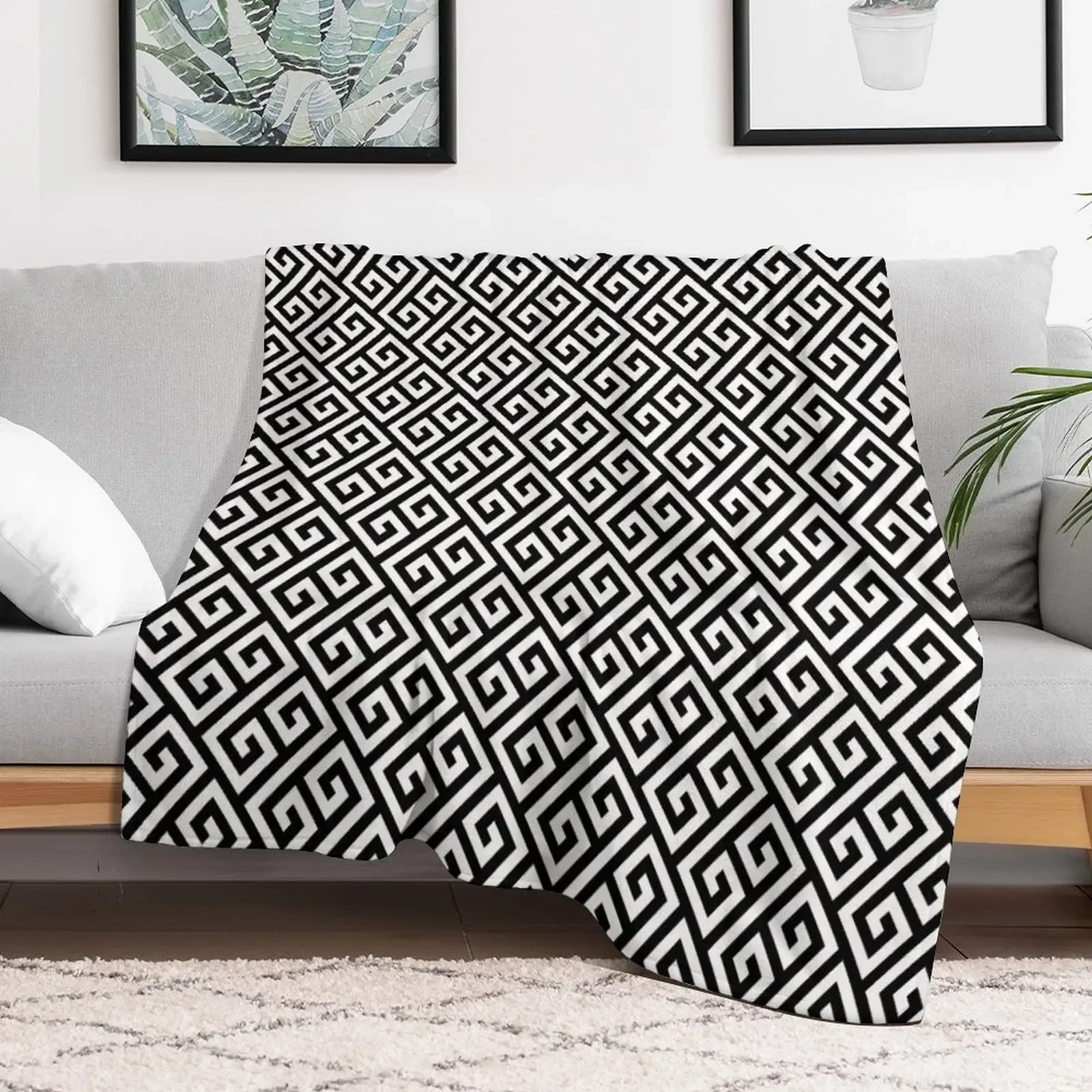 

black and white pattern,Famous Greek Key pattern - Greek fret design Throw Blanket Multi-Purpose Large Hairys Blankets