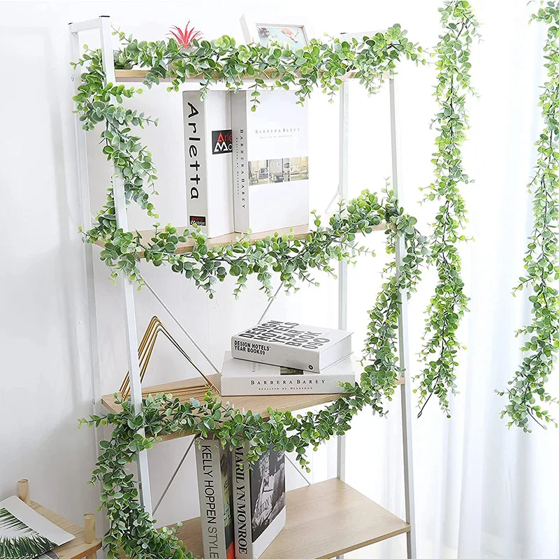 1.8m Artificial Eucalyptus Rattan Wedding Home Decoration Money Leaf Grass Rattan Wedding Background Arched Wall Decoration