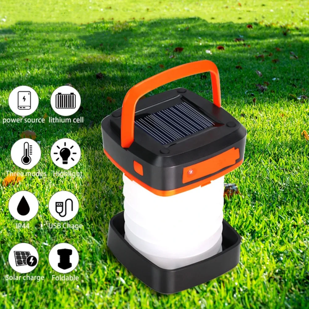 

Solar Light Outdoor Foldable Waterproof Camping Lantern Light Rechargeable Power Bank Portable Flashlight Solar Lamp