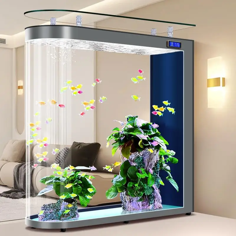 Large Screen Cave Luxury Living Room Eco-Friendly Durable Goldfish Aquarium 300-600L Ultra Quiet Super White Glass Energy Saving