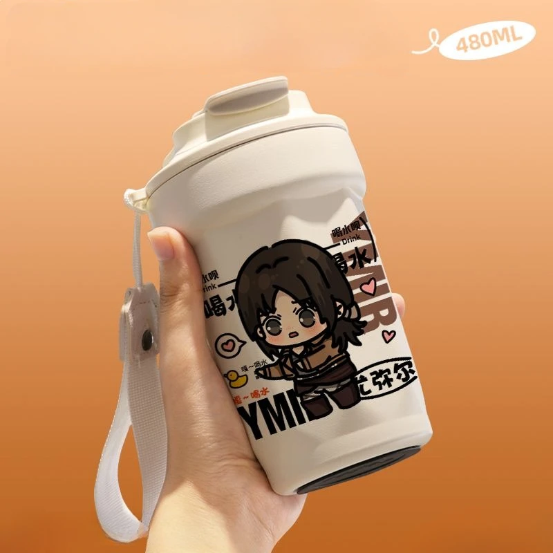 Attack On Titan Levi Ackerman Mikasa Ackerman studente portatile di grande capacità in acciaio inossidabile portatile thermos cup regalo di festa