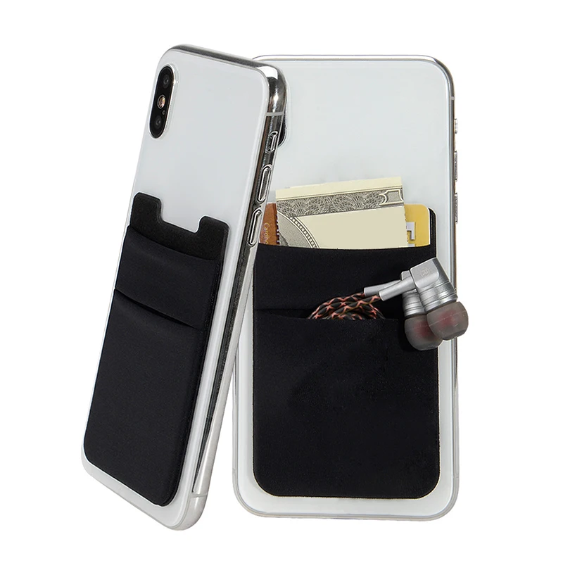 2 шт., чехол-кошелек для телефона, модный эластичный тканевый держатель для карт сотового телефона, держатель для кредитных карт, клейкая наклейка, карманная сумка для денег