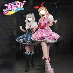 Todo Yurika Cosplay Anime Aikatsu! Cosplay Costume Women Cute Lolite Blue Dress Hoshimiya Ichigo Wig Halloween Party Uniform