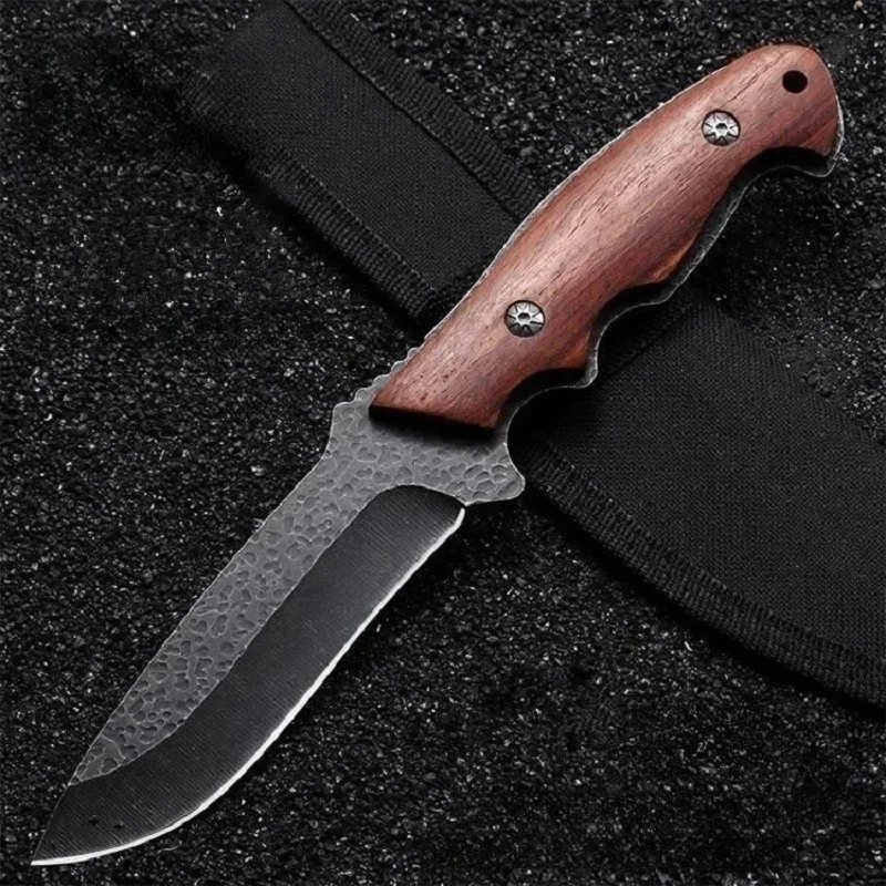 Cortador de alta dureza para exteriores, cuchillo portátil EDC con funda, adecuado para acampar, senderismo y supervivencia, 1 ud.