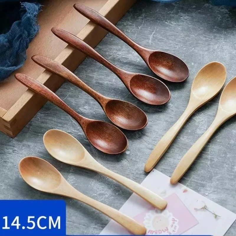 Wooden Spoon Wood Tableware Spoon Anti-Scald Tea Coffee Stirring Spoons Kitchen Cooking Utensil Tool Soup Teaspoon Cucharas 숟가락