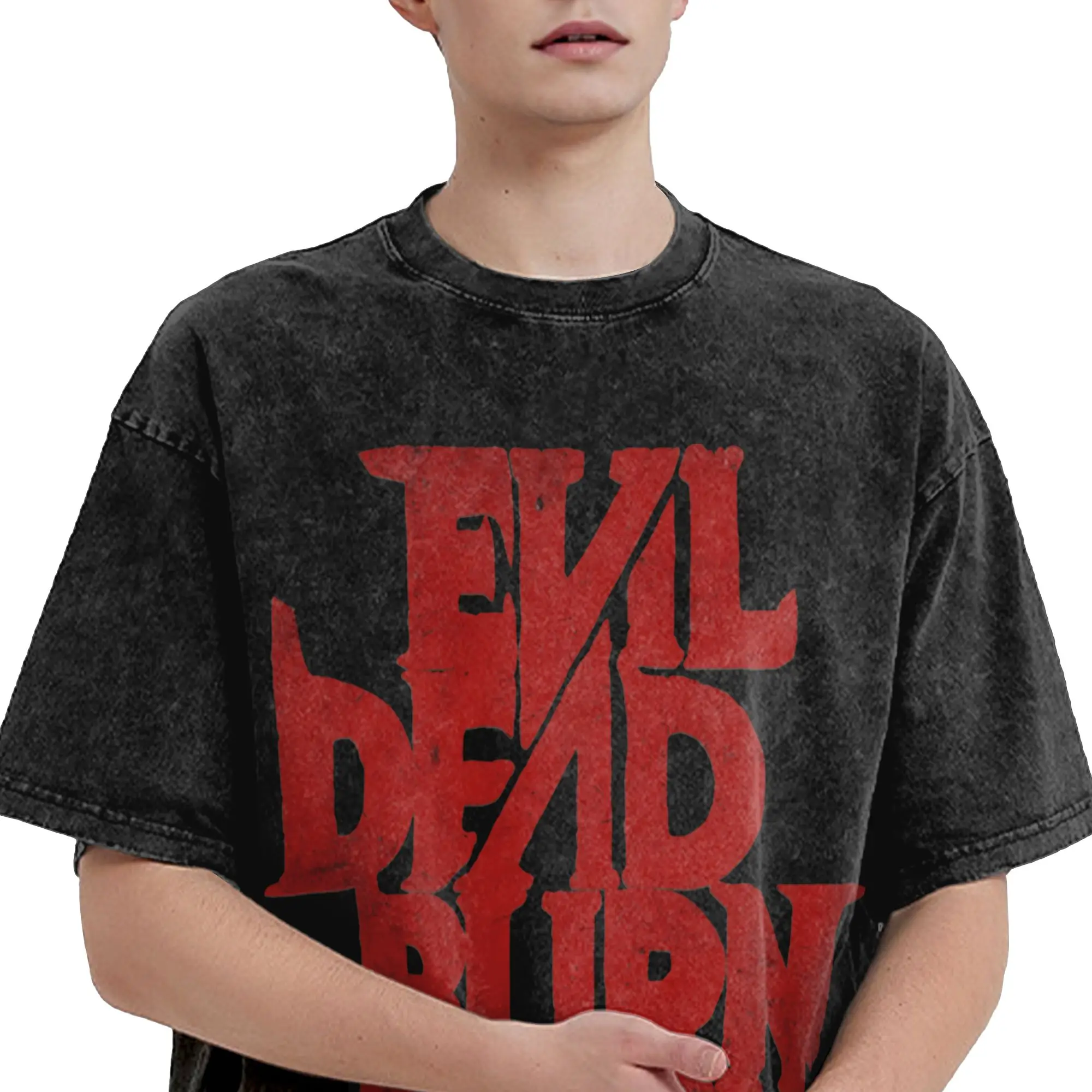 Harajuku Washed Shirts Evil Dead Burn Merch Novelty T-Shirts High Street  Streetwear Short Sleeve Printed Tees