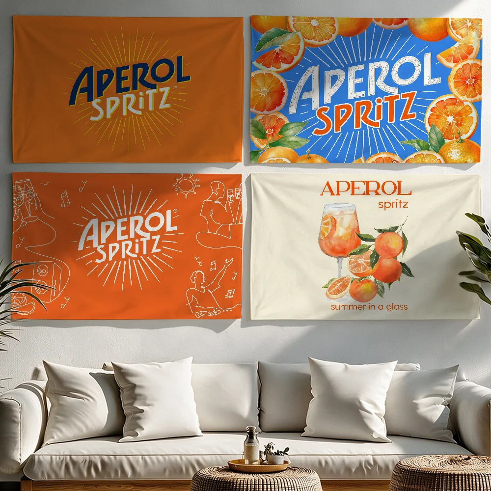 A-Aperols Spritz Flannel flag Tapestries Outdoor Parties Bedrooms Living Rooms Dorm Rooms Wall Decor Banners Gifts