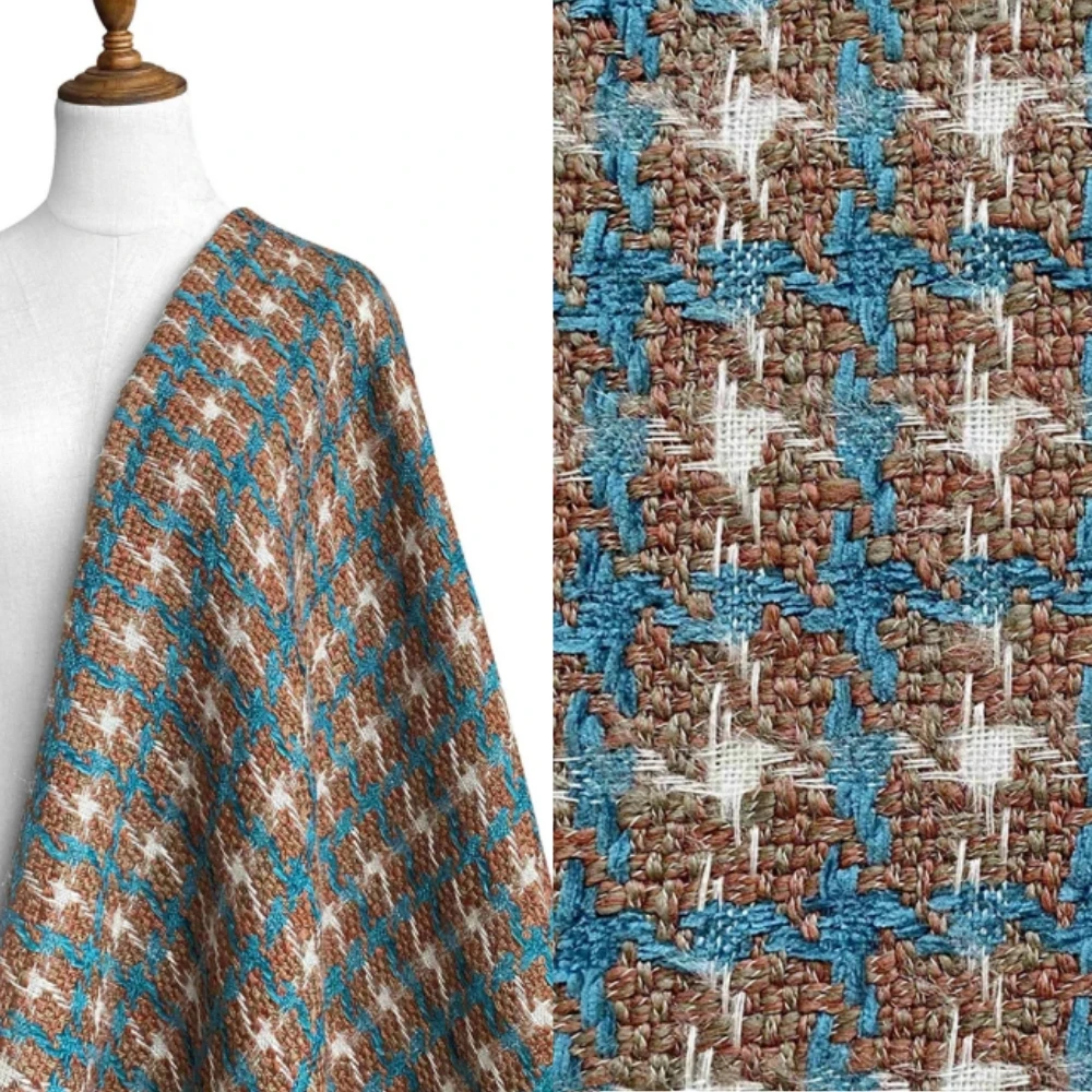 

Шерстяная тканая твидовая ткань с бахромой, утолщенная мягкая для платья, дизайнерская одежда, материал для шитья своими руками, ткань ручной работы, оптовая продажа