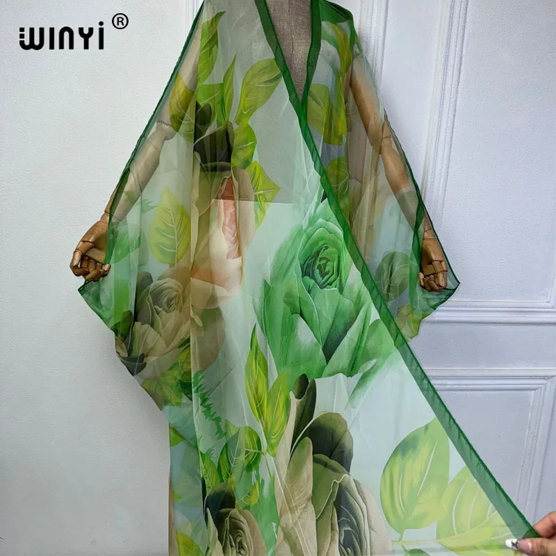 Imagem -05 - Winyi-boho Print Kimono Biquíni Cover-ups Vestido Elegante Perspectiva Sexy Solto Férias Roupas de Praia para Mulheres Cardigã de Tamanho Livre