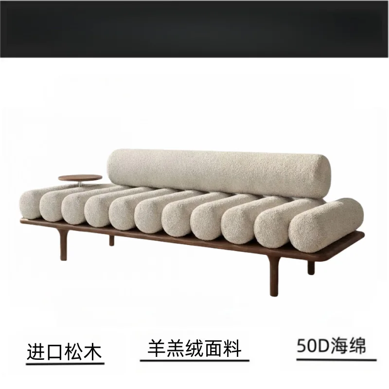Custom Modern concubine Long Couch Medieval Style Household Solid Wood Teddy Velvet Creative Bench