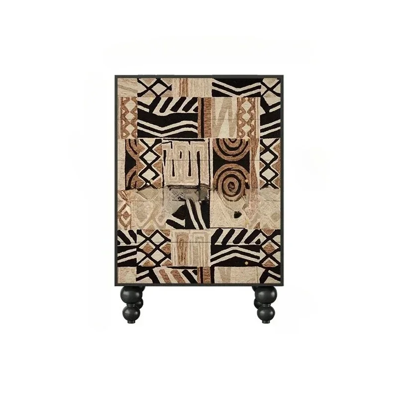 

French retro abstract decoration solid wood five-bucket drawer cabinet against the wall storage porch storage cabinet