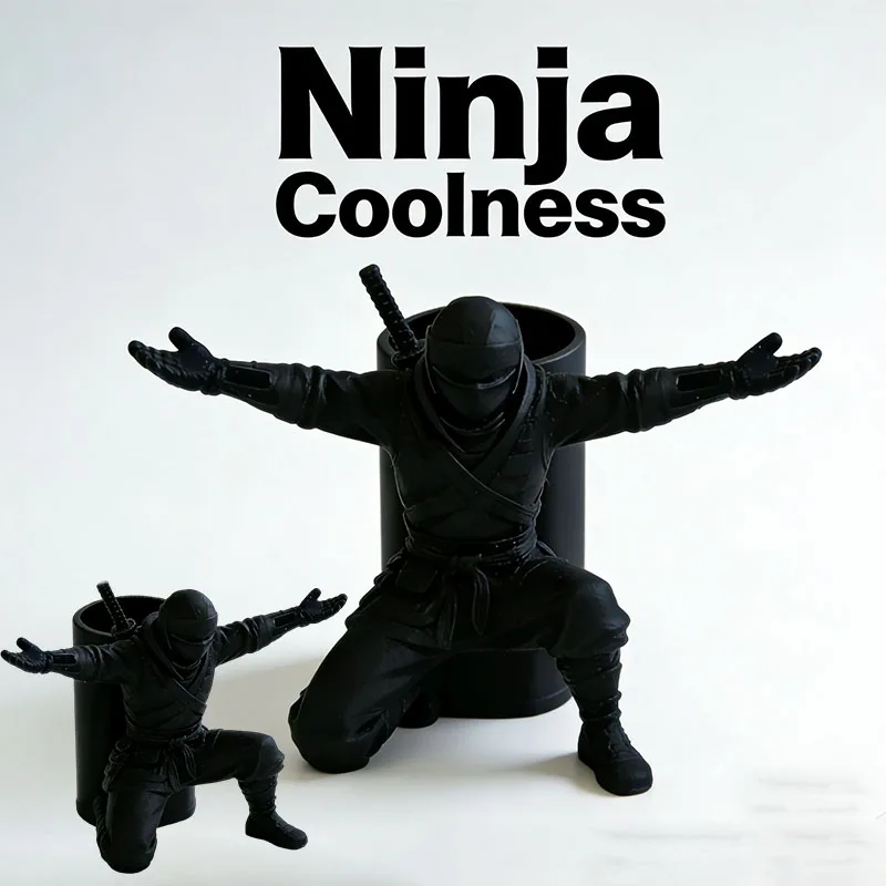 3D Printed Ninja Pen Holder Warrior Figurine Desktop Organizer Multifunctional Stand for Home Office Study Table Decoration