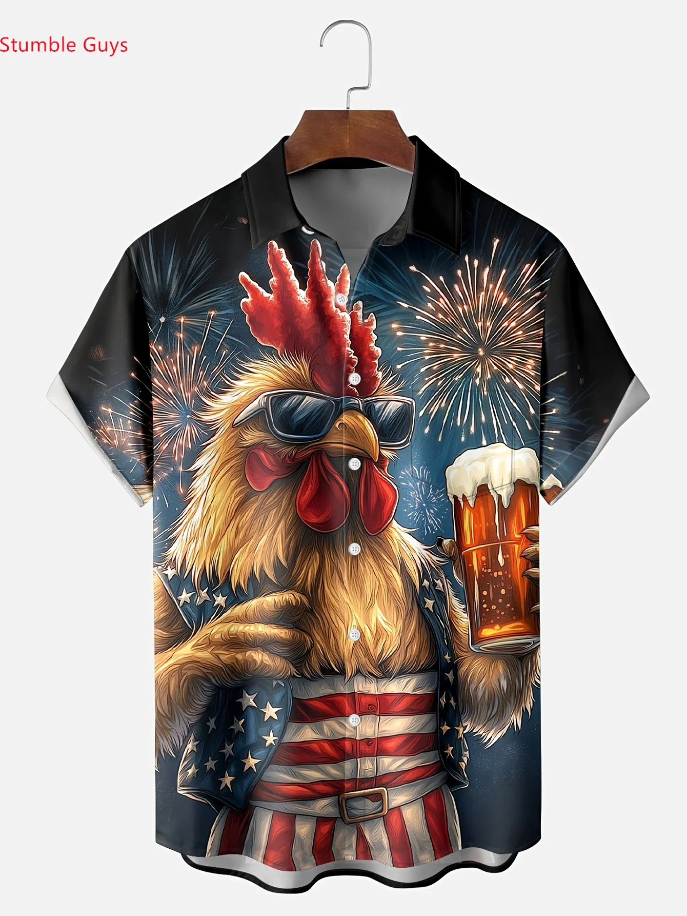 

Summer Trendy Men's Hawaiian Shirt Man Short Sleeve Bold Party Print Loose Fit Comfortable Fashion Vacation Tops