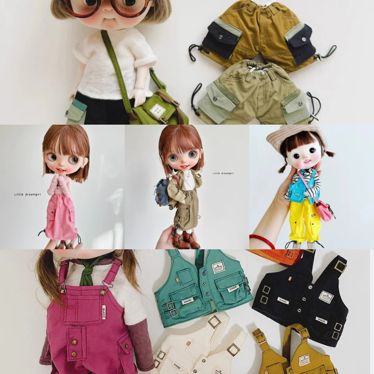 

【No Figure】Pre-sale Handmade Female Doll's Clothing Accessories Pocket Cargo Shorts Skirt Vest Fit Girl Action Body Model Toys