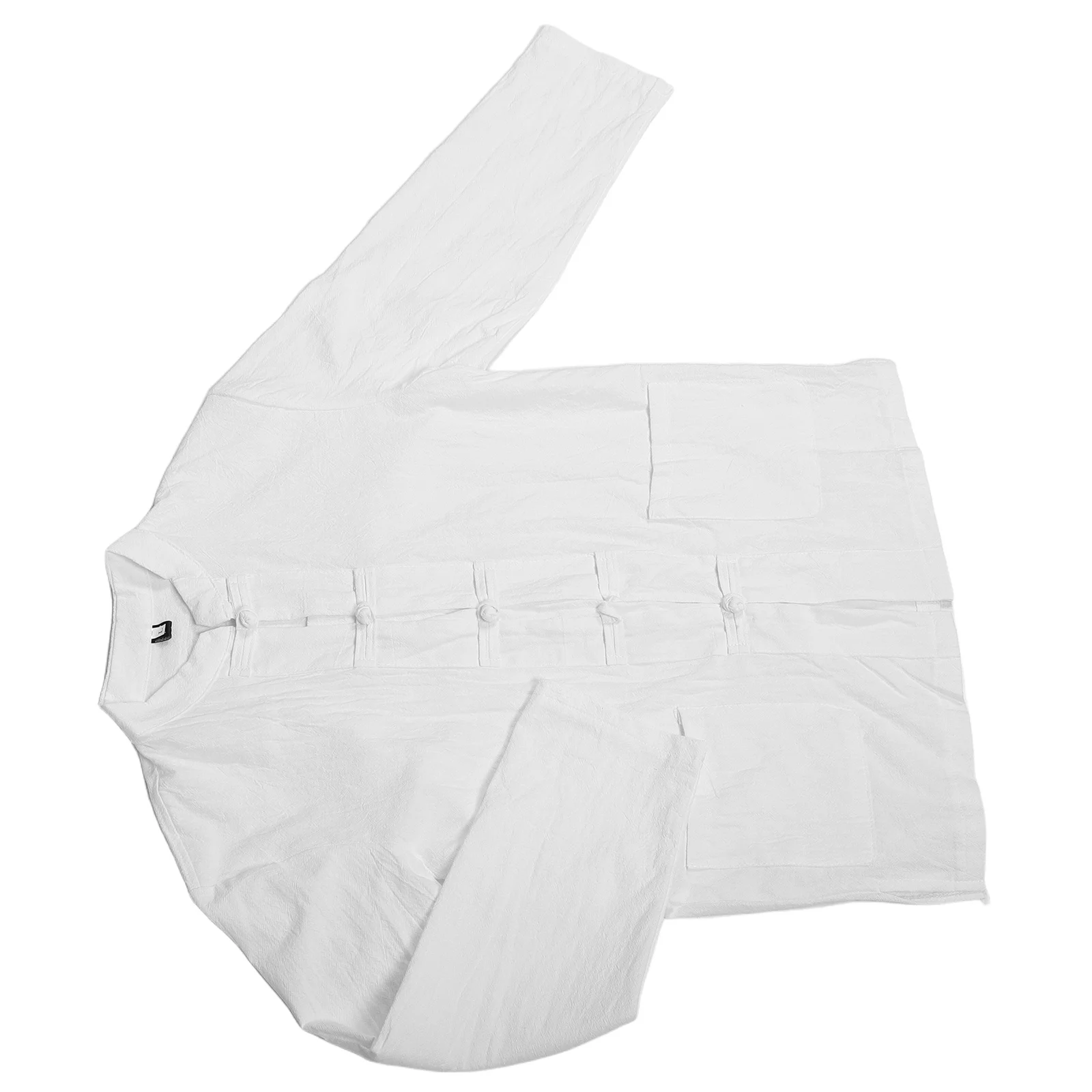 

Men Long Sleeve Linen Chinese Shirt Kung Fu Shirt Vintage Style Breathable Lightweight Traditional Hanfu Outfit for Spring