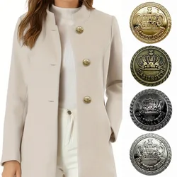 Set of 10 Crown Shaped Fashionable Vintage Metal Buttons for Sewing Supplies, Suitable for British Style Suits and Jacket Trims