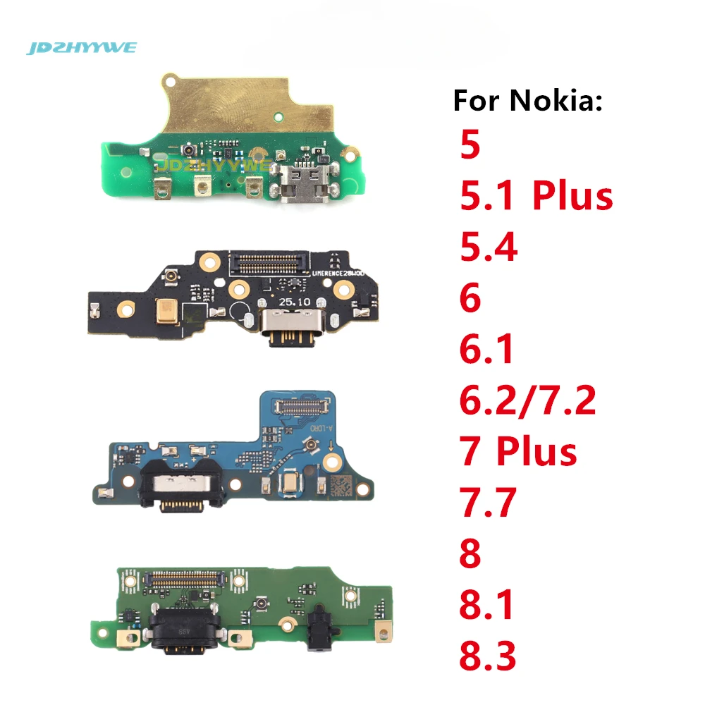 1Pcs USB Dock Charging Charger Board Connector With Mic Flex Cable For Nokia 8 7 6 5 8.1 8.3 7.1 7.2 6.2 5.4  6.1 5.1 7 Plus