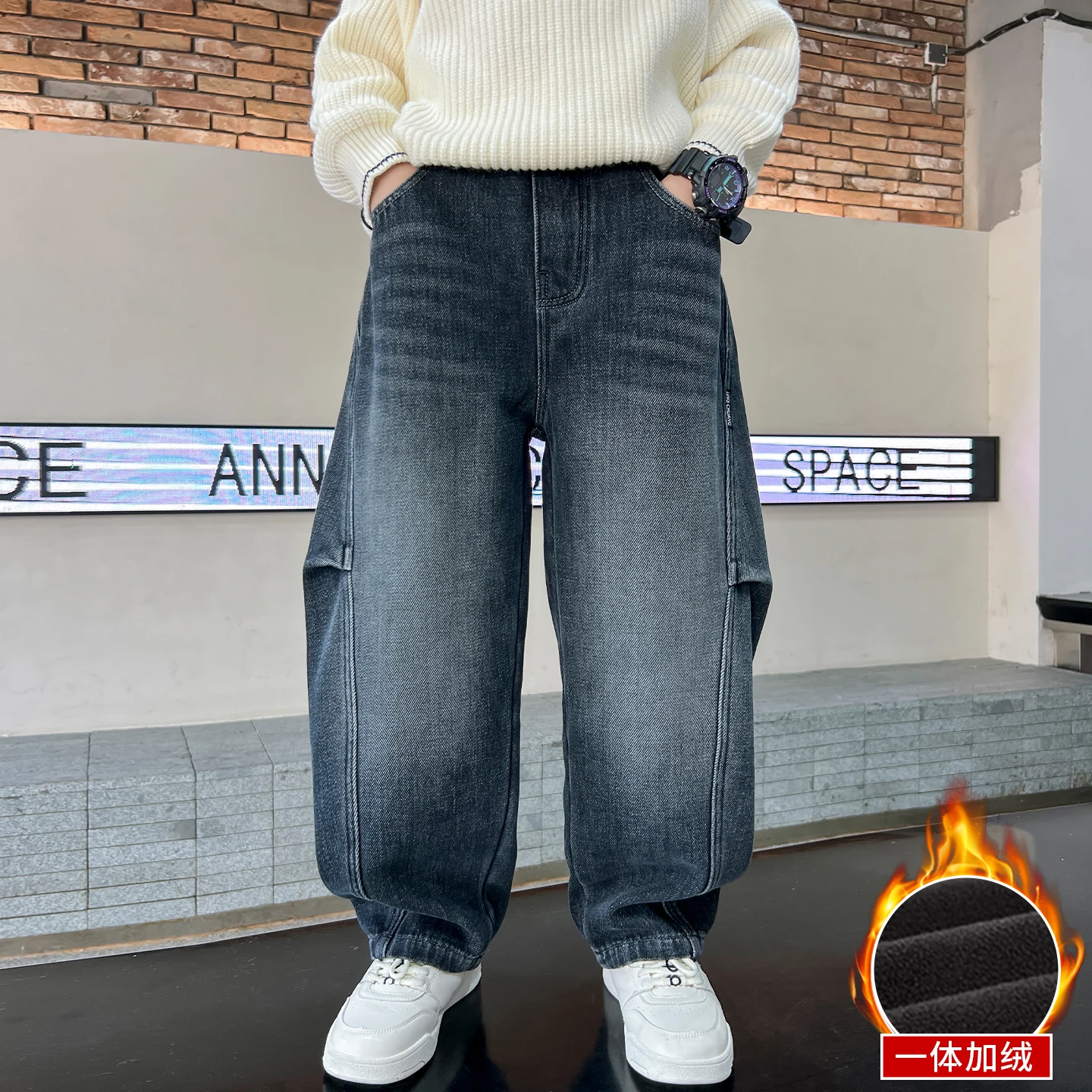 سميكة الصوف الفتيان السراويل الخريف الشتاء فضفاضة الدافئة ملابس الأطفال السراويل الاطفال موضة توين الطلاب ملابس خارجية يومية