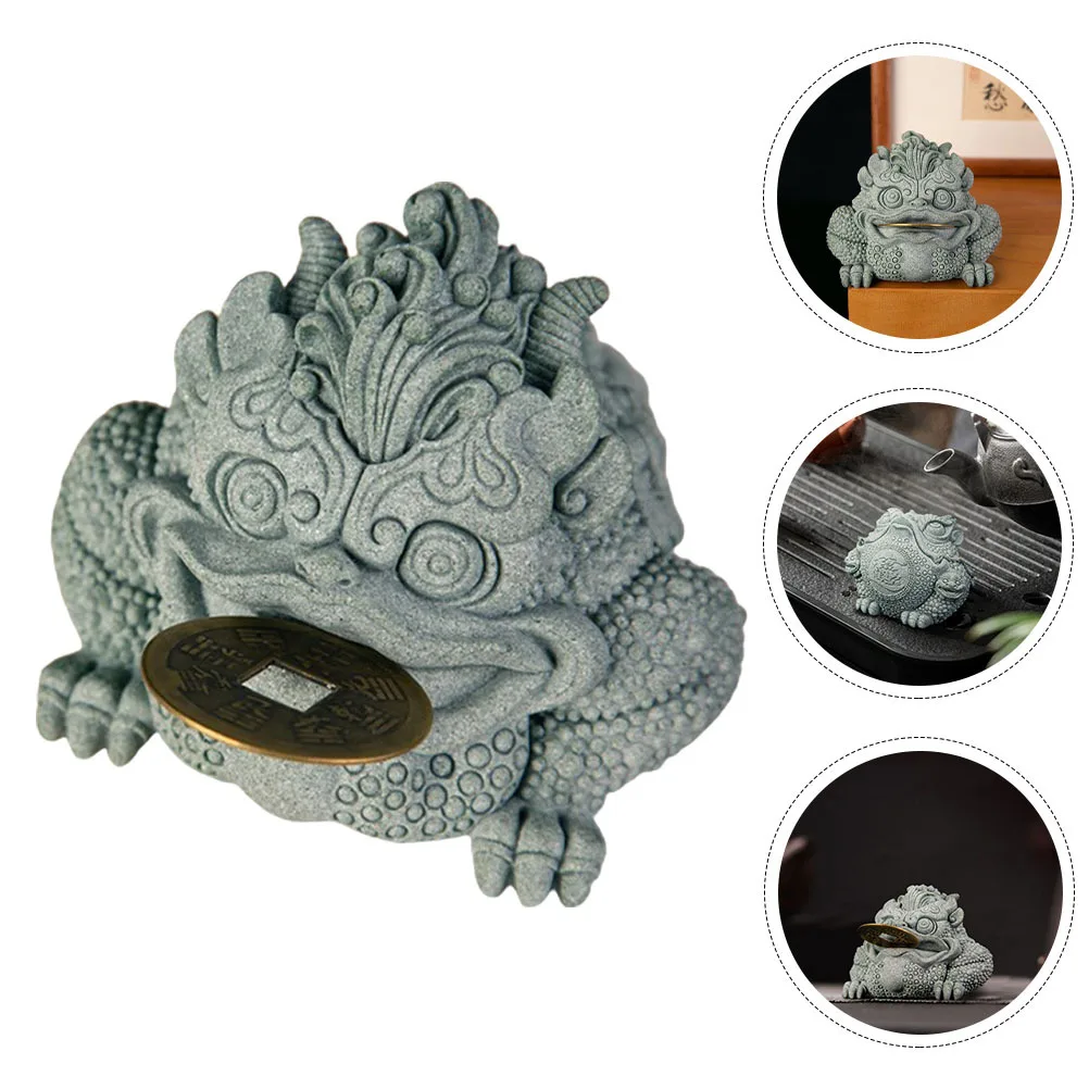 

1pcs Toad Tea Pet Chinese Traditional Decor Small Figure For Home Office Desk Ornament Sculpture Money Feng Shui Gift 2024