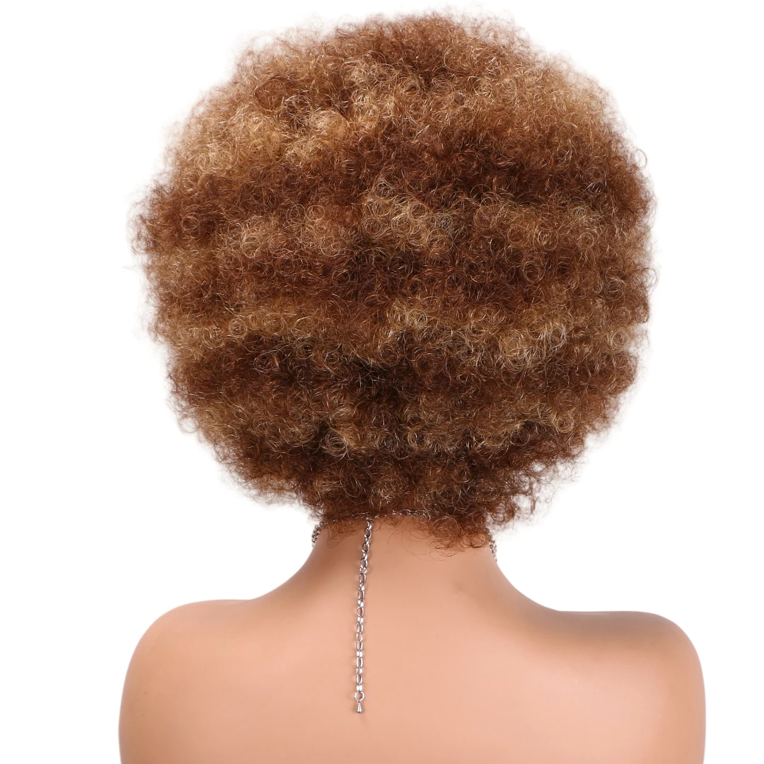 

Парик для косплея и повседневного использования, афро-кудрявый, 200% плотность, из бразильских окрашенных человеческих волос, полностью на кружевной основе, машинной работы, короткий боб для женщин