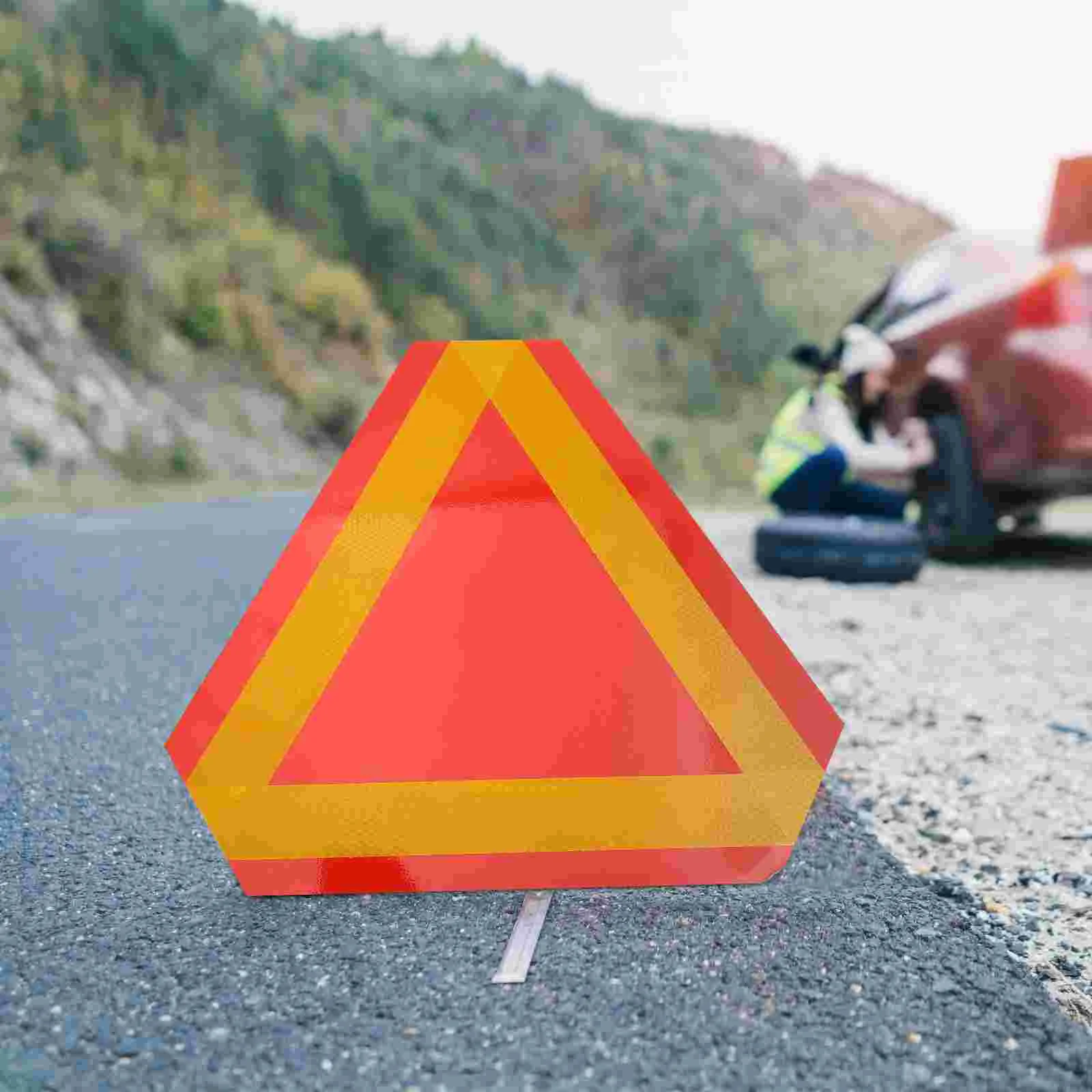 2 Pcs Triangular Reflector Car Triangle Warning Sign Reflective Moving Reflectors for Vehicle Signs Slow