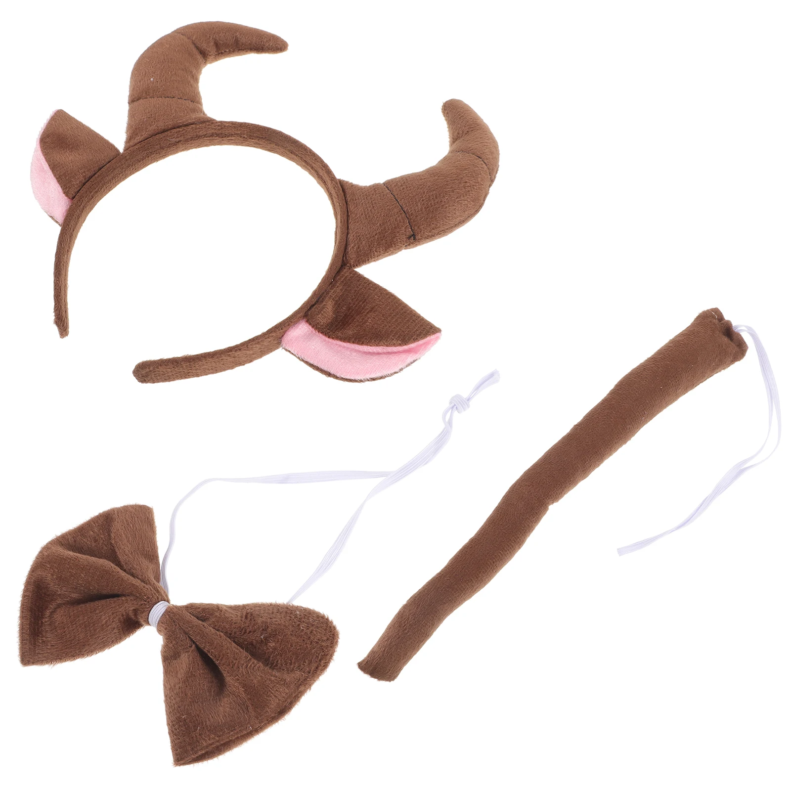 

3pcs Cow Themed Party Costume Tails for Kids Cosplay Earth Tones Cartoon Costumes Set Kids Performance Durable