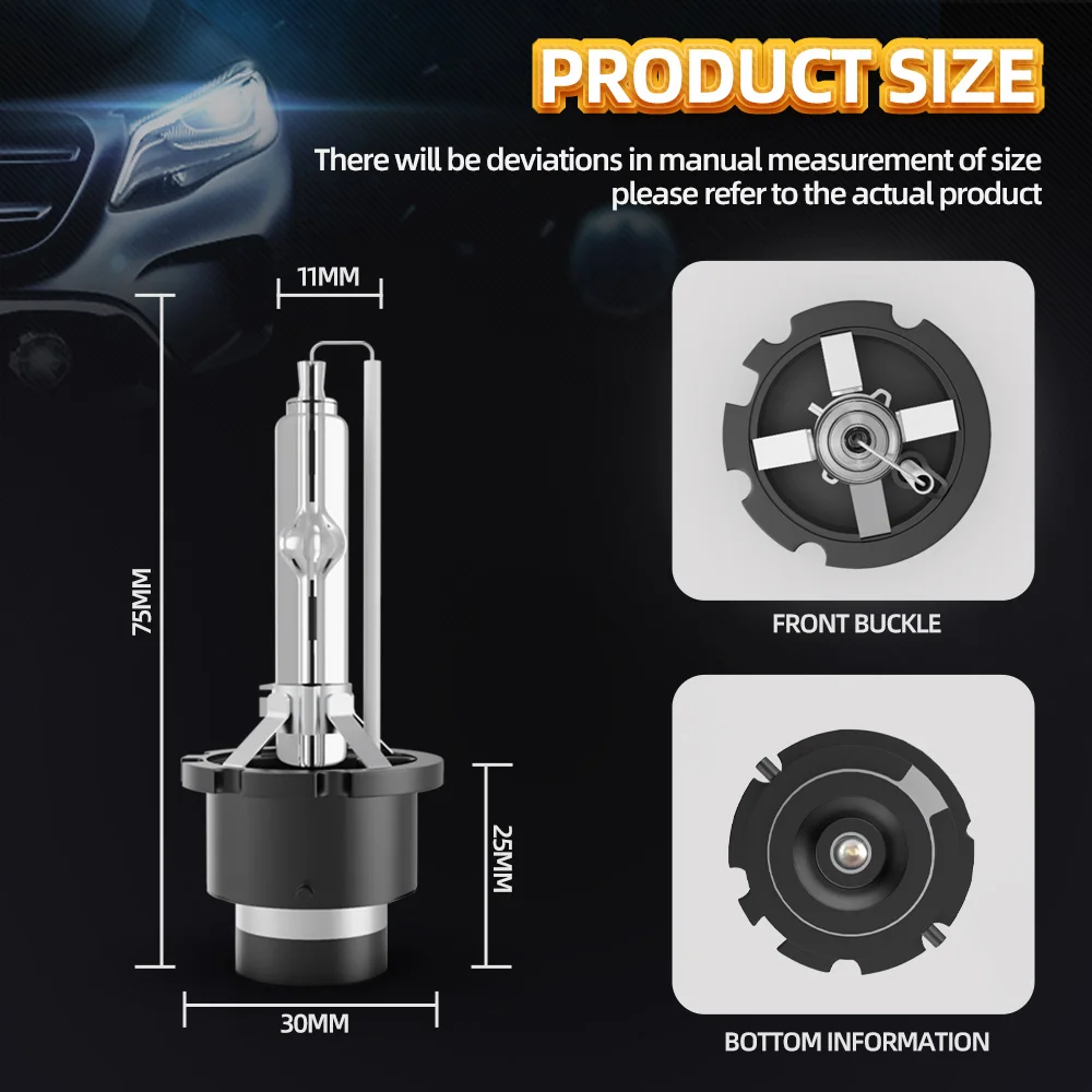 Bombilla de faro HID de xenón D4S/ D4R 4300K 5000K 6000K 8000K 10000K lámparas de repuesto HID tamaño 1:1 faros de coche de alto brillo Xenon