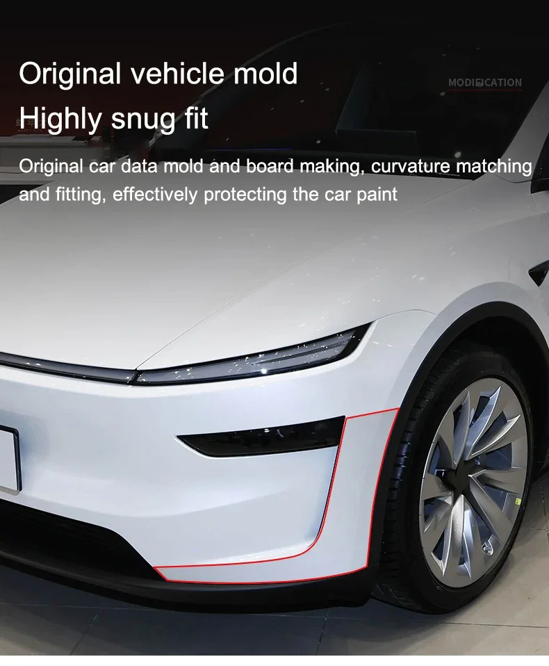 Für 2025 Tesla Model Y Juniper Frontstoßstangen-Schutzfolie, Kratzfeste Türfolie, TPU-Heckstoßstangen-Transparentfolie – Detail 6