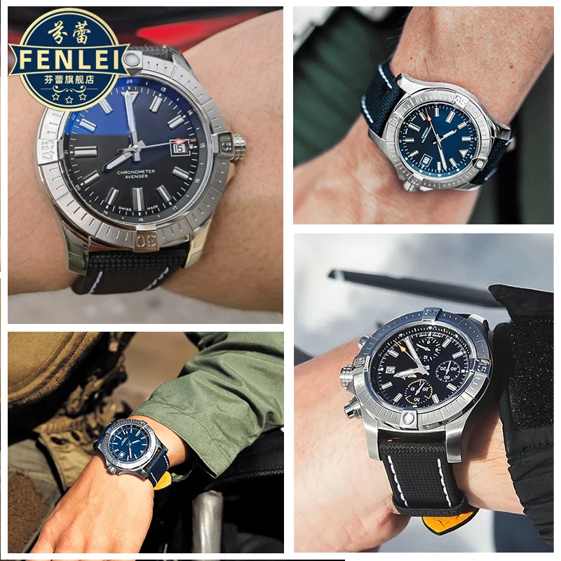 22mm dla Breitling Blackbird Scout mściciel nurkujący morska wilk nylonowy pasek do zegarka brezent Super seria Ocean skórzany pasek