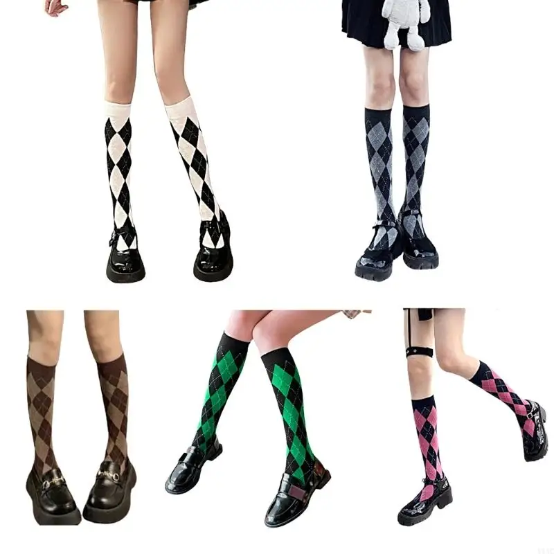 Y1AC 1 Paar Frauen Plaid Knie Socken Mädchen Nette Party Knie-hohe Strümpfe JK Japanischen Student