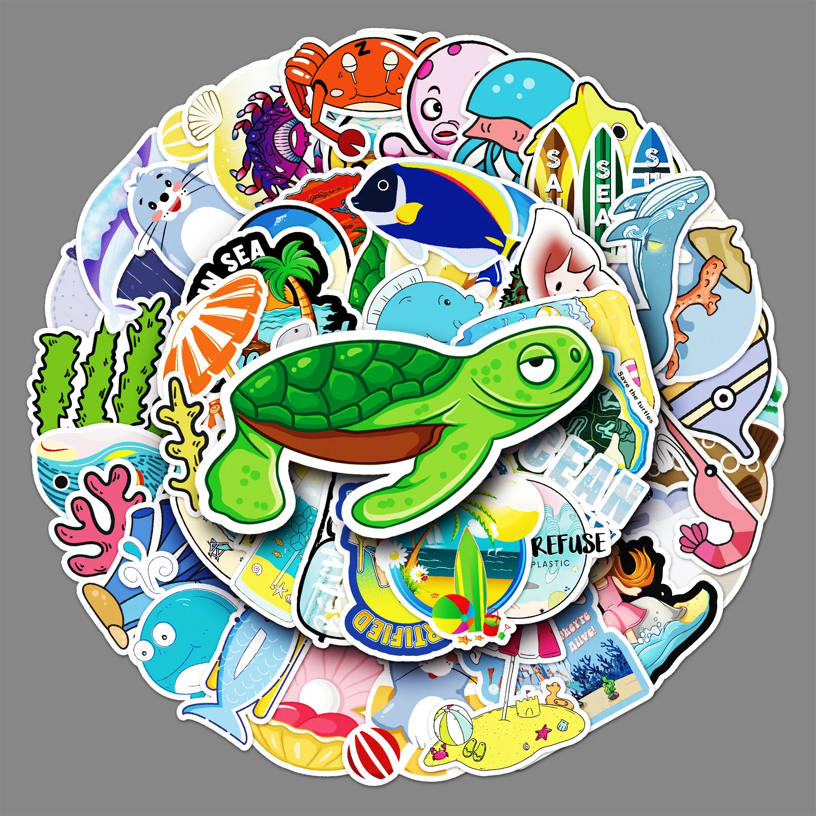 50Pcs Marine Animal Series Graffiti Stickers Suitable for Laptop Helmets Desktop Decoration DIY Stickers Toys Wholesale