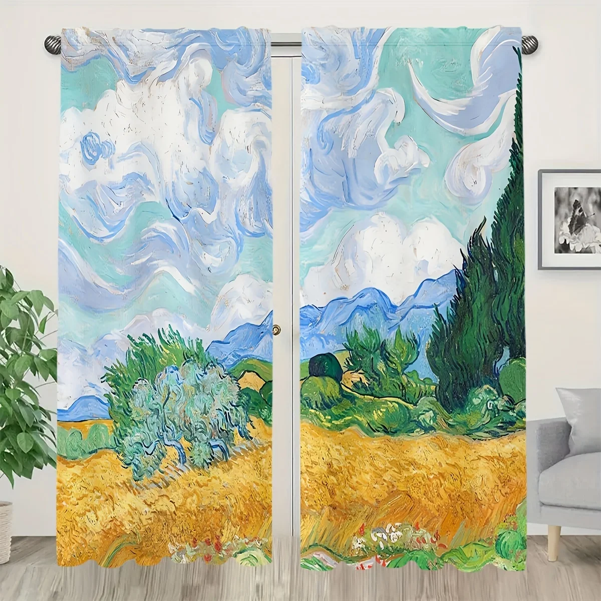 Alphabet Printed Door Curtain Window Curtain Bedroom Living Room 41.3in x 90.5in Curtain Heat Noise Reduction