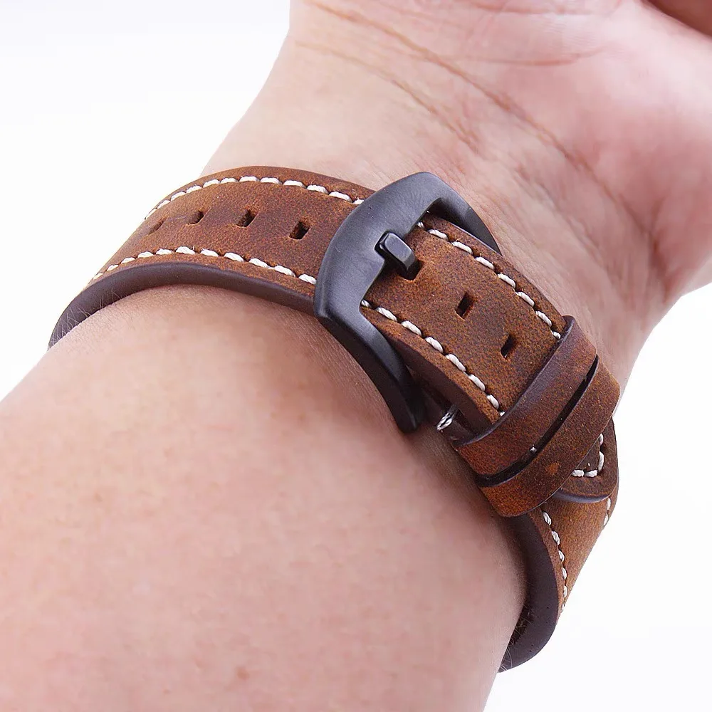 20mm 22mm Vintage Leather Strap For Samsung Galaxy watch 7/6/5/4 40mm 44mm Quick Release Watch Band For Huawei GT2 3 Bracelet image 3
