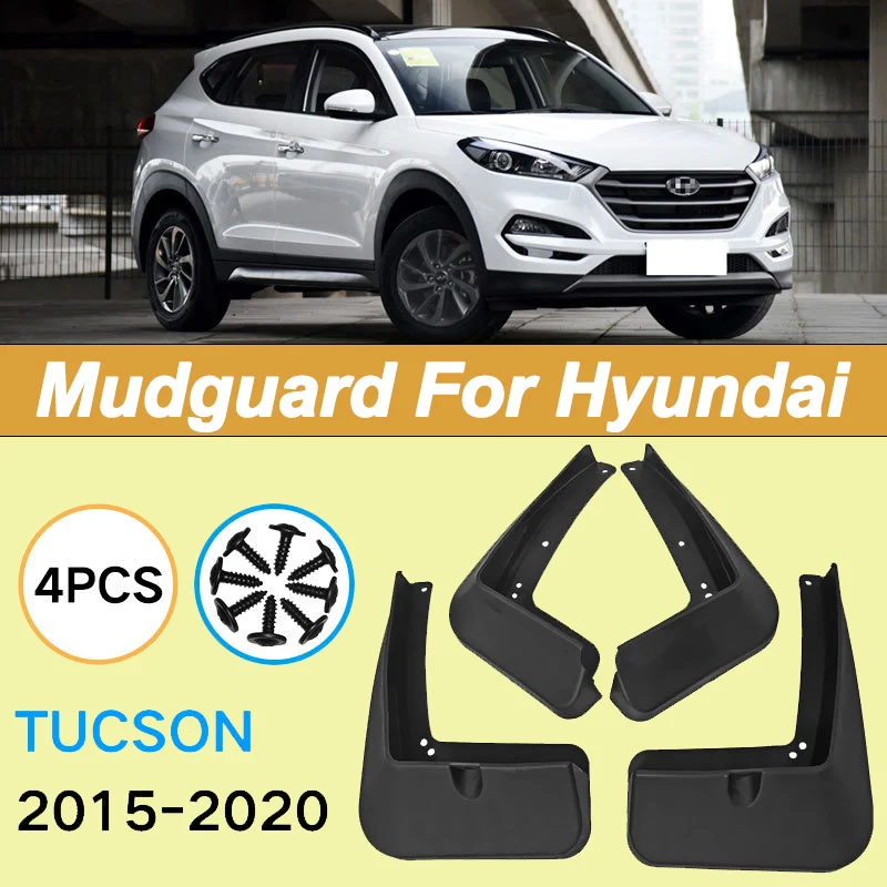 

For Hyundai Tucson 2015-2020 Automotive Tire Mudguard Waterproof Prevent Mud Splashing Car Mud Flap Fender Trim 4pcs Accessories