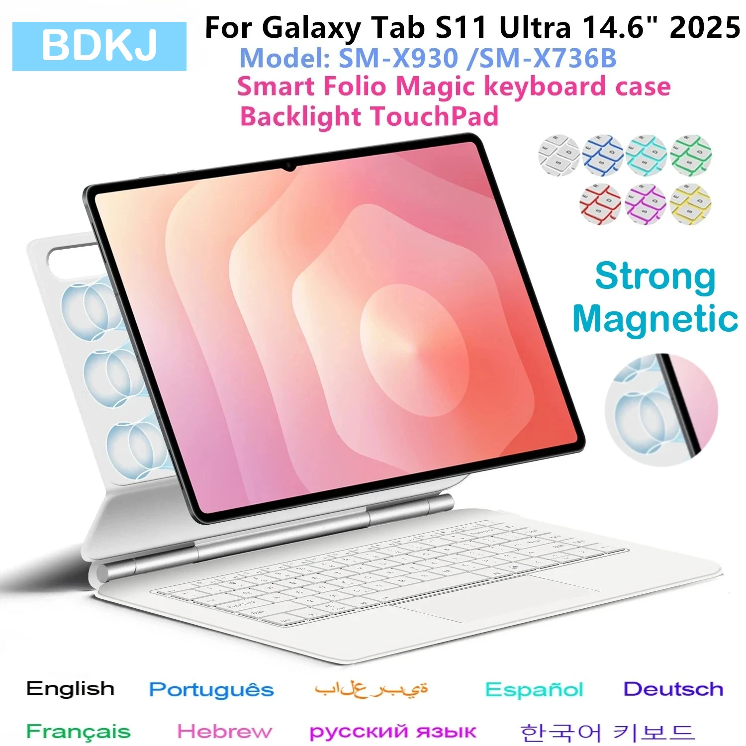 حافظة لوحة المفاتيح السحرية بإضاءة خلفية لهاتف سامسونج جالاكسي تاب S11 Ultra 14.6 بوصة X930/X936B غطاء ذكي أصلي متعدد اللمس لعام 2025 #1
