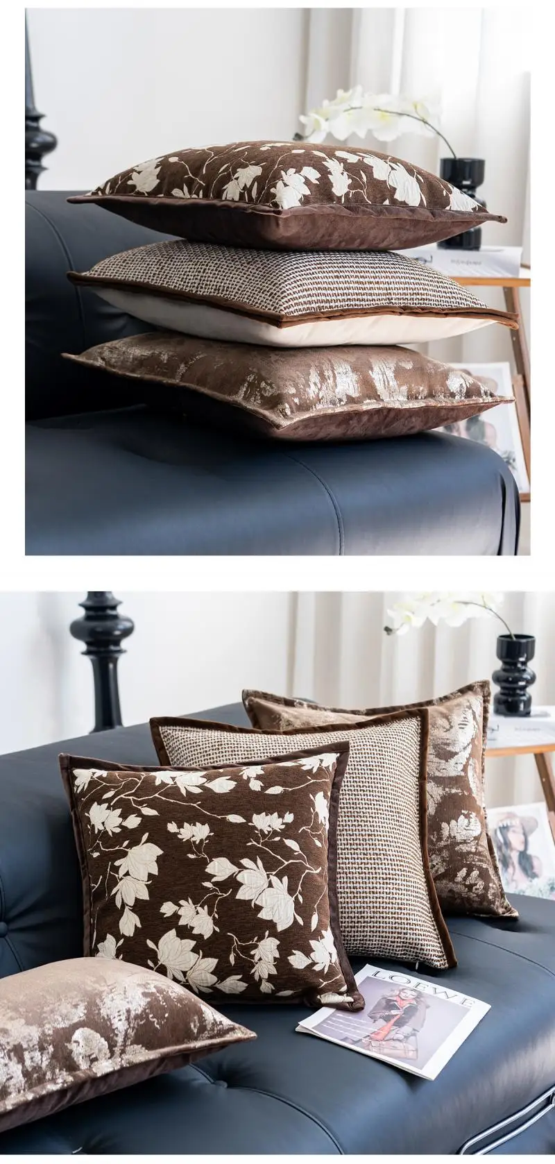 Französischer Retro-Luxus Jacquard-Kissenbezug, Cojines Niederländischer Samt-Dekorationskissenbezug, Kopfteil-Kissenbezüge – Detail 7