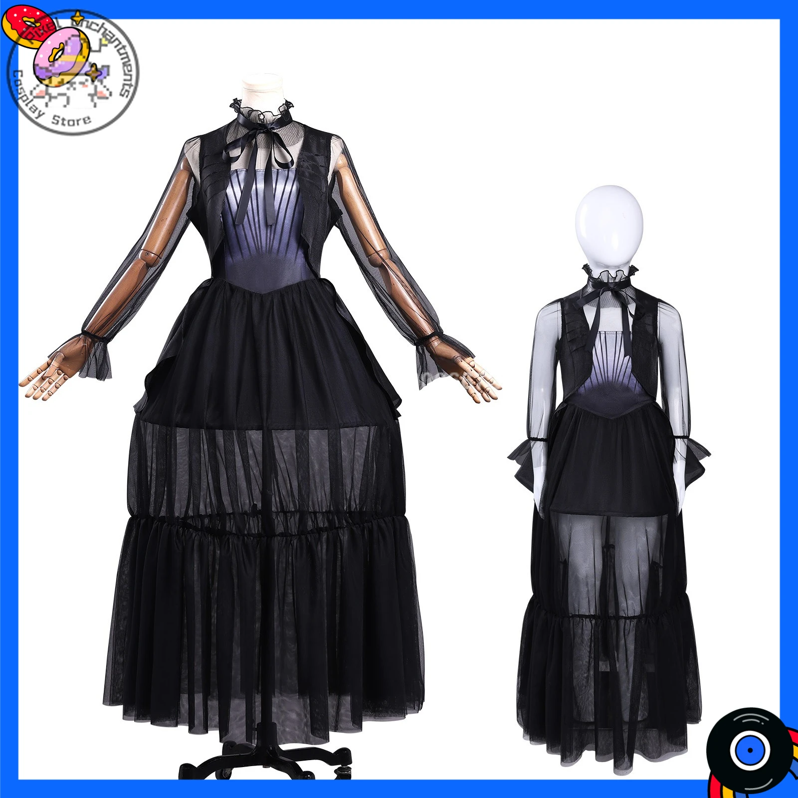 

Popular Movie Character Cosplay Costume Anime Black Lace-Up Dress Female Lead Roleplay Comic Convention Halloween Party Outfit