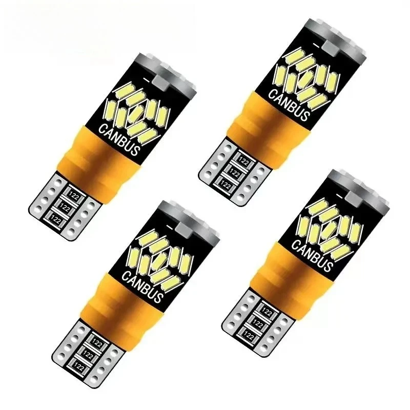 100PCS T10 27SMD 3014 LED 0.3A 3.6W Non-Polar W5W Error-Free Car Interior License Plate Light White 12V