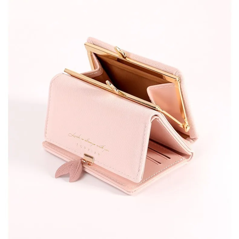 2026 New Women's Short Wallet Korean Style PU Leather 70% off Multi-Card Slot Student Coin Purse Foldable Multi-Card Slot Women'